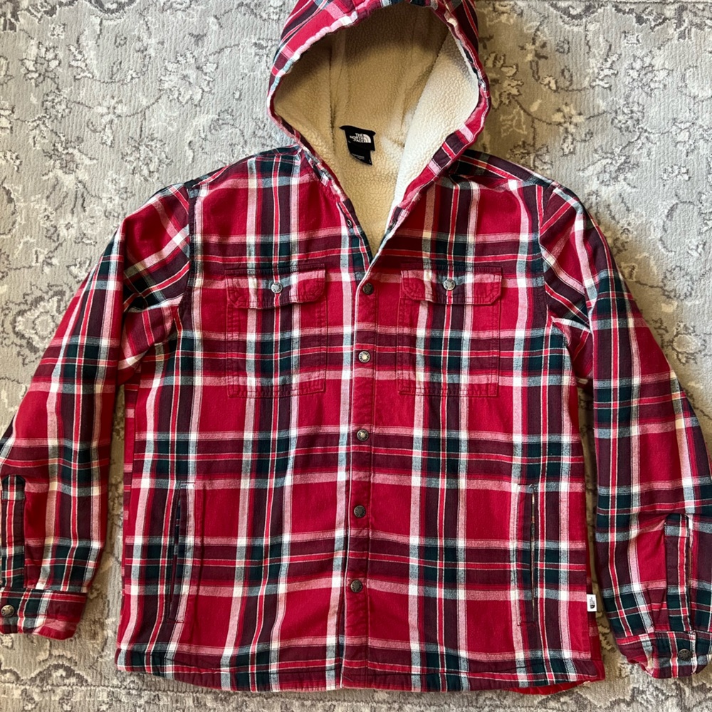 The North Face Men’s large insulated fleece lined hooded flannel
